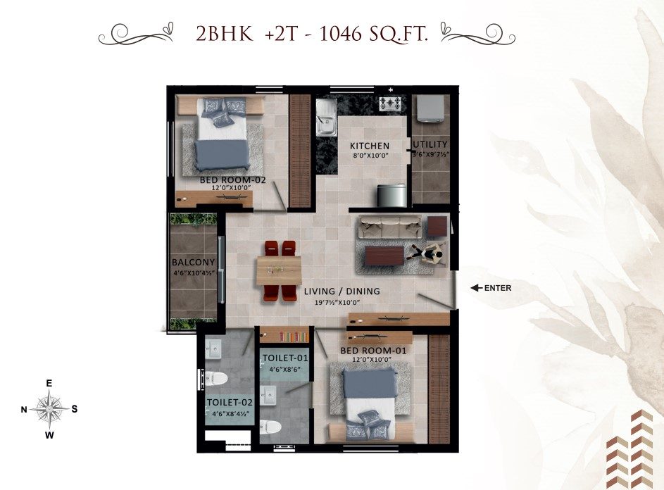 1046- 2bhk